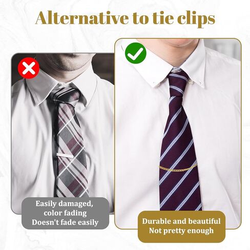 3 Pack Tie Chain for Men, Necktie Chains with Ring Clasps, Elegant Tie Clips, Suit Accessories Men Business Jewelry for Suits, Business Wedding Accessories (Gold, Silver, Black)​ in Saudi Arabia