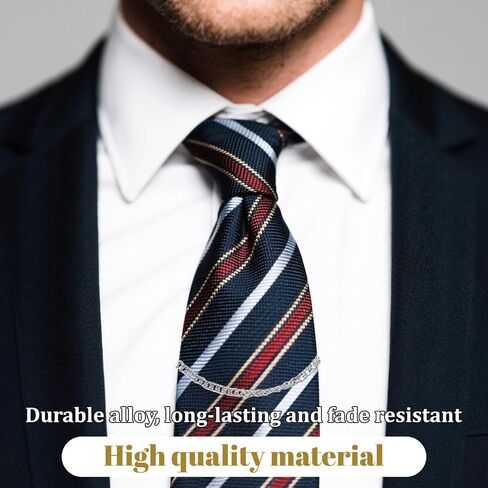 3 Pack Tie Chain for Men, Necktie Chains with Ring Clasps, Elegant Tie Clips, Suit Accessories Men Business Jewelry for Suits, Business Wedding Accessories (Gold, Silver, Black)​ in Saudi Arabia