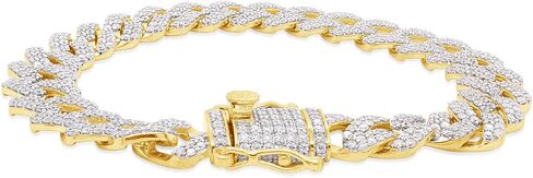 Savearth Diamonds 9 1/2 قيراط مختبر Round Cut Crate خلق Moissanite Diamond 12mm عرض سوار الارتباط في الذهب 14K على 925 سوار الفضة الاسترليني 8.5 "، 9.50 CTTW in Saudi Arabia