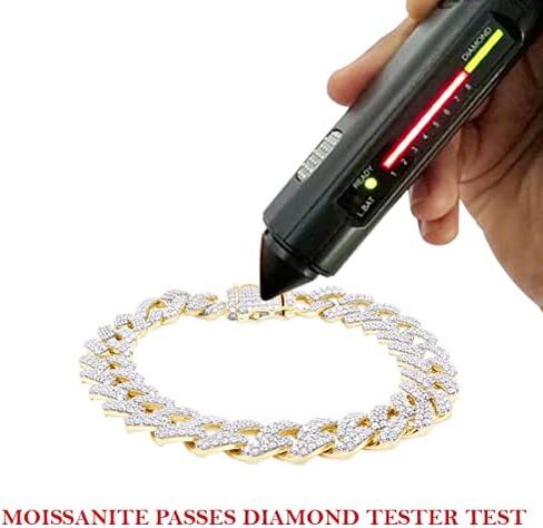 Savearth Diamonds 9 1/2 قيراط مختبر Round Cut Crate خلق Moissanite Diamond 12mm عرض سوار الارتباط في الذهب 14K على 925 سوار الفضة الاسترليني 8.5 "، 9.50 CTTW in Saudi Arabia