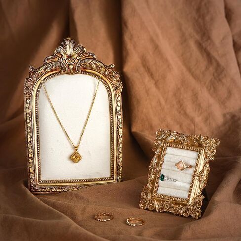 2 Pcs Vintage Jewelry Tray Display Vintage Jewelry Necklace Organizer with Velvet Backing Baroque Style Earring Holder Gifts for Women Wedding Photography Props Frame in Saudi Arabia