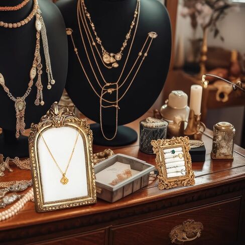 2 Pcs Vintage Jewelry Tray Display Vintage Jewelry Necklace Organizer with Velvet Backing Baroque Style Earring Holder Gifts for Women Wedding Photography Props Frame in Saudi Arabia