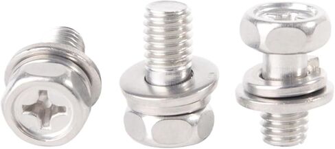 304 Stainless Steel Cross Slot Hexagon Head Screw + Spring Washer + Flat Washer Three-Combination Screw M4 M5 M6 M8(16mm,50pcs M5) in Saudi Arabia