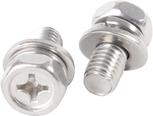 304 Stainless Steel Cross Slot Hexagon Head Screw + Spring Washer + Flat Washer Three-Combination Screw M4 M5 M6 M8(16mm,50pcs M5) in Saudi Arabia