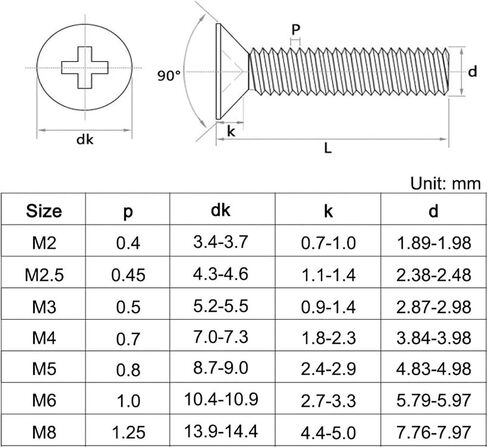 20-200pcs M3 M4 M5 M6 M8 304 Stainless Steel YB819 Cross Recess Countersunk Lengous Length 4-100mm (60mm ، 50pcs M6) in Kuwait
