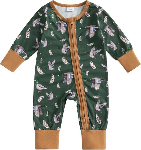 Baby Romper Newborn Clothes Long Sleeve Western Cow Print Zipper Jumpsuit Fall Winter Toddler Infant Bodysuit in Kuwait