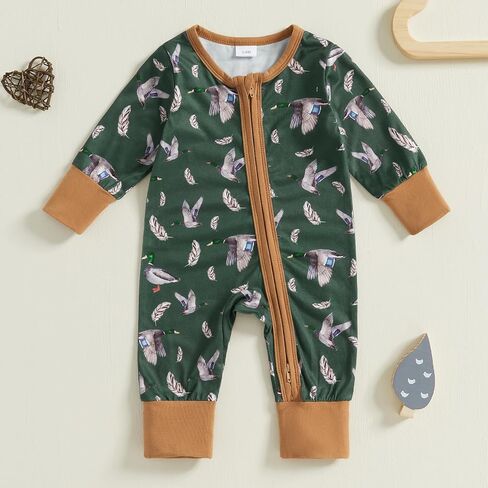 Baby Romper Newborn Clothes Long Sleeve Western Cow Print Zipper Jumpsuit Fall Winter Toddler Infant Bodysuit in Kuwait