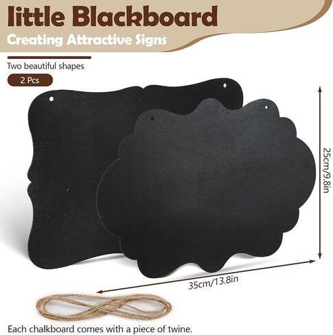 3 Pcs Hanging Chalkboard Sign with String, 6.7x9.1in Double-Sided Wood Erasable Small Chalk Board Sign Board Blackboard Menu Message Board Chalkboard for Wall in Kuwait