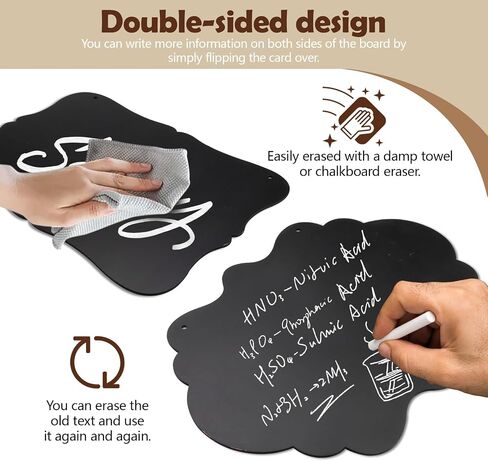3 Pcs Hanging Chalkboard Sign with String, 6.7x9.1in Double-Sided Wood Erasable Small Chalk Board Sign Board Blackboard Menu Message Board Chalkboard for Wall in Kuwait