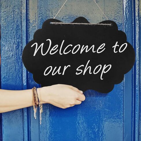 3 Pcs Hanging Chalkboard Sign with String, 6.7x9.1in Double-Sided Wood Erasable Small Chalk Board Sign Board Blackboard Menu Message Board Chalkboard for Wall in Kuwait