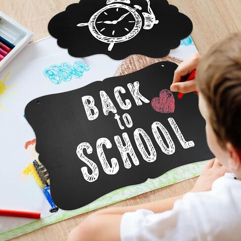 3 Pcs Hanging Chalkboard Sign with String, 6.7x9.1in Double-Sided Wood Erasable Small Chalk Board Sign Board Blackboard Menu Message Board Chalkboard for Wall in Kuwait