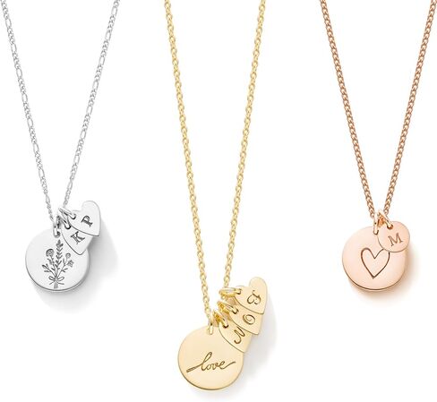 قصة لا نهاية لها 13+6 مم قلادة قرص مخصصة مع علامات أولية صغيرة ، قلادة أولية مع أقراص مخصصة للأمهات ، معلقات العلامة المخصصة المخصصة للعملة المعدنية المجوهرات in Kuwait