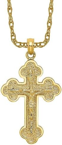 ICECARATS 14K الصلبة الصلبة الذهب الرب يسوع المسيح الصلبان الصليب المقدس القلادة المودعة السلسلة الدينية قلادة مسيحية السحر in Kuwait