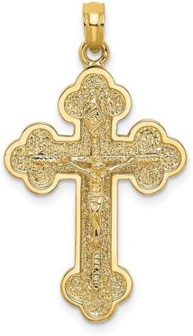ICECARATS 14K الصلبة الصلبة الذهب الرب يسوع المسيح الصلبان الصليب المقدس القلادة المودعة السلسلة الدينية قلادة مسيحية السحر in Kuwait