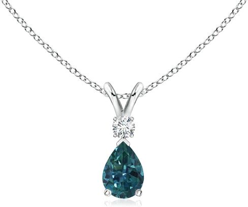 Angara Natural Teal Montana Sapphire Teardrop Pendant with Diamond in Silver / 14K Solid Gold/Platinum | Birthday, Engagement, Anniversary, Wedding Jewelry Gift for Women in Saudi Arabia