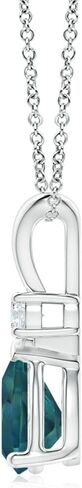 Angara Natural Teal Montana Sapphire Teardrop Pendant with Diamond in Silver / 14K Solid Gold/Platinum | Birthday, Engagement, Anniversary, Wedding Jewelry Gift for Women in Saudi Arabia