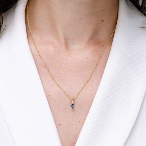 Angara Natural Teal Montana Sapphire Teardrop Pendant with Diamond in Silver / 14K Solid Gold/Platinum | Birthday, Engagement, Anniversary, Wedding Jewelry Gift for Women in Saudi Arabia