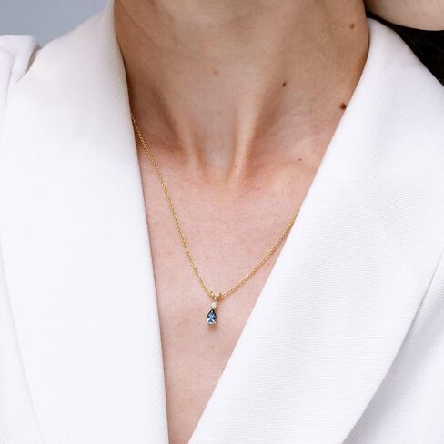 Angara Natural Teal Montana Sapphire Teardrop Pendant with Diamond in Silver / 14K Solid Gold/Platinum | Birthday, Engagement, Anniversary, Wedding Jewelry Gift for Women in Saudi Arabia