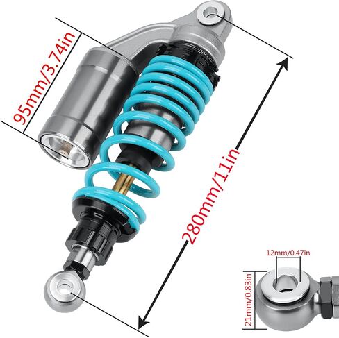 Universal 320mm Motorcycle Air Shock Absorbers Rear Suspension Compatible with Gokart Honda ATV CB Yamaha 12.5 Inch 2PCS (Blue) in Saudi Arabia