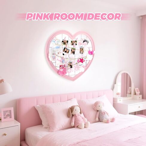 Pink Preppy Coquette Room Decor, Heart Shape Wire Wall Grid Panel for Photo Display Board and Wall Storage Organizer, Wall Decor for Teen Girls and Women Home Bedroom Living Room and Dorm in Saudi Arabia