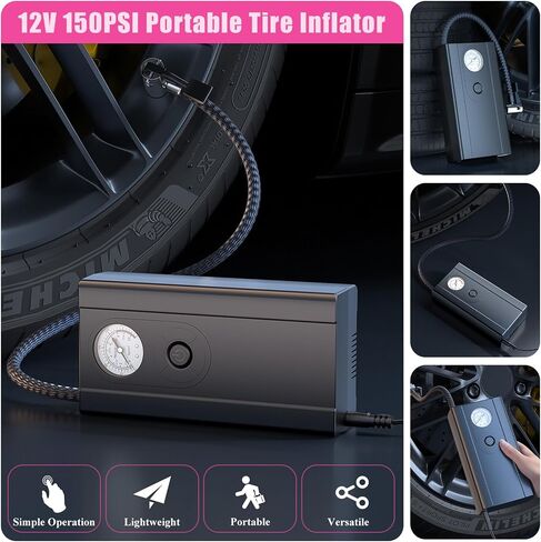 Car Roadside Emergency Kit, Vehicle Truck Safety Emergency Road Side Assistance Kits with Jumper Cables, Auto Air Compressor Tire Inflator, Pink in Saudi Arabia