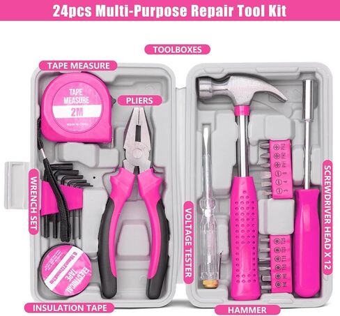 Car Roadside Emergency Kit, Vehicle Truck Safety Emergency Road Side Assistance Kits with Jumper Cables, Auto Air Compressor Tire Inflator, Pink in Saudi Arabia