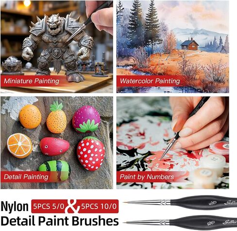 Miniature Paint Brushes,10pcs Micro Detail Paint Brush Set，Small Thin Paintbrush for Acrylic, Watercolor, Oil, Craft, Models, 40k Line Drawing in Saudi Arabia