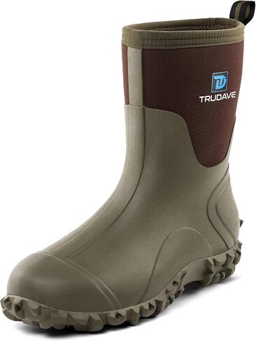 أحذية مطاطية للرجال، أحذية مطر معزولة من النيوبرين مقاس 6 مم مع ساق فولاذية، أحذية عمل مقاومة للماء متوسطة الساق للرجال، أحذية طين متينة مضادة للانزلاق للزراعة والبستنة والصيد، مقاس 7-13 in Kuwait