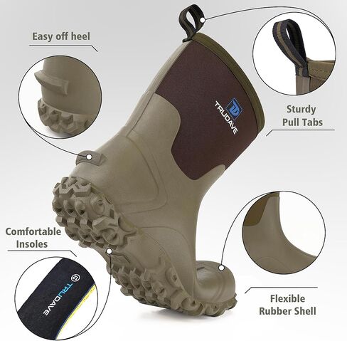 أحذية مطاطية للرجال، أحذية مطر معزولة من النيوبرين مقاس 6 مم مع ساق فولاذية، أحذية عمل مقاومة للماء متوسطة الساق للرجال، أحذية طين متينة مضادة للانزلاق للزراعة والبستنة والصيد، مقاس 7-13 in Kuwait
