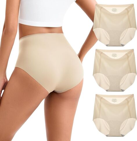 INNERSY Women's High Waist Seamless Underwear No Show Panties Full Coverage Briefs 3-Pack in Saudi Arabia