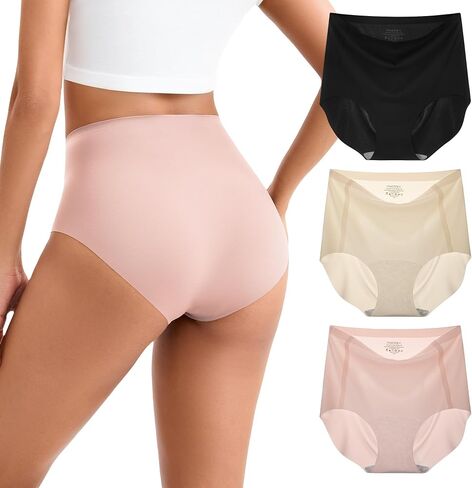 INNERSY Women's High Waist Seamless Underwear No Show Panties Full Coverage Briefs 3-Pack in Saudi Arabia