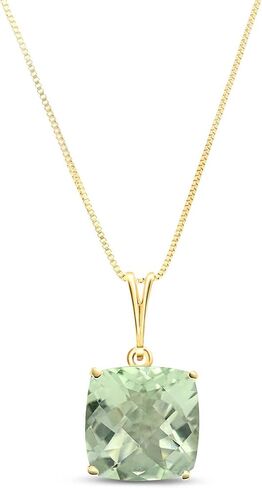 Galaxy Gold GG 14k Solid Gold Necklace 3.6ct Natural cushion Green Amethyst in Saudi Arabia