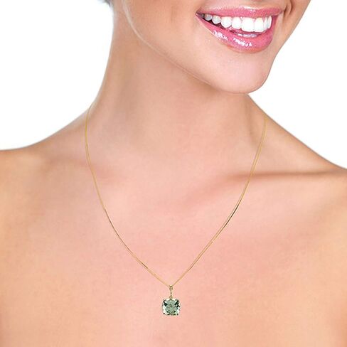 Galaxy Gold GG 14k Solid Gold Necklace 3.6ct Natural cushion Green Amethyst in Saudi Arabia