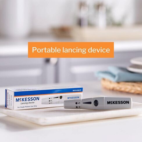 McKesson Lancing Device Needle - جهاز lancing للاختبار مع إعدادات عمق متعددة ، مستلزمات اختبار السكر في الدم ، 1 لكل صندوق ، عدد واحد ، حزمة واحدة in Saudi Arabia