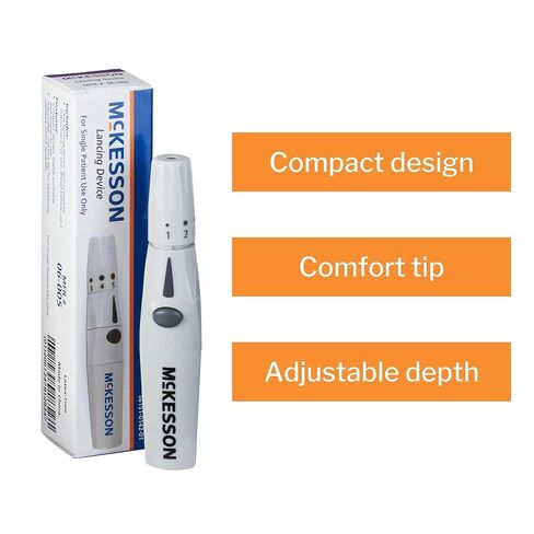 McKesson Lancing Device Needle - جهاز lancing للاختبار مع إعدادات عمق متعددة ، مستلزمات اختبار السكر في الدم ، 1 لكل صندوق ، عدد واحد ، حزمة واحدة in Saudi Arabia