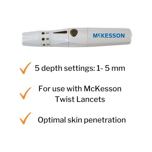 McKesson Lancing Device Needle - جهاز lancing للاختبار مع إعدادات عمق متعددة ، مستلزمات اختبار السكر في الدم ، 1 لكل صندوق ، عدد واحد ، حزمة واحدة in Saudi Arabia