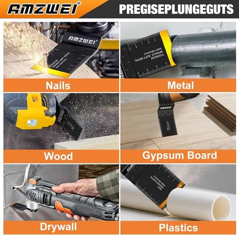 105Pcs Titanium & HCS Oscillating Tool Blades, Professional Oscillating Saw Blades for Wood Plastic Metal Cutting, Multi Tool Blades Compatible with Dewalt Bosch Milwaukee Ryobi in Kuwait