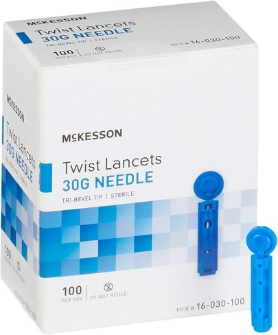 McKesson Twist Lancets - إبرة 30 جرام ، مثالية لاختبار الدم ، lancets الأزرق لاختبار Surgar للدم ، 100 عدد ، 50 حزمة ، 5000 المجموع in Saudi Arabia