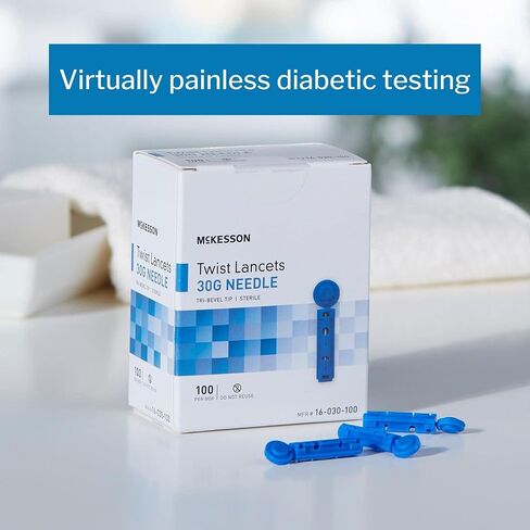 McKesson Twist Lancets - إبرة 30 جرام ، مثالية لاختبار الدم ، lancets الأزرق لاختبار Surgar للدم ، 100 عدد ، 50 حزمة ، 5000 المجموع in Saudi Arabia
