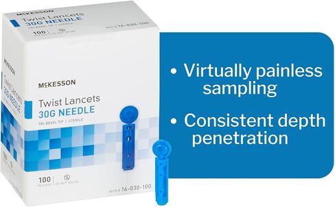 McKesson Twist Lancets - إبرة 30 جرام ، مثالية لاختبار الدم ، lancets الأزرق لاختبار Surgar للدم ، 100 عدد ، 50 حزمة ، 5000 المجموع in Saudi Arabia