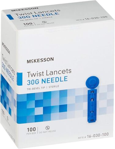 McKesson Twist Lancets - إبرة 30 جرام ، مثالية لاختبار الدم ، lancets الأزرق لاختبار Surgar للدم ، 100 عدد ، 50 حزمة ، 5000 المجموع in Saudi Arabia