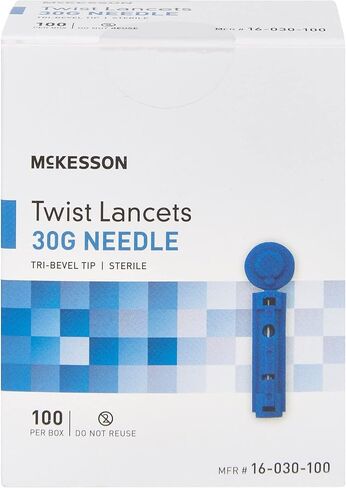 McKesson Twist Lancets - إبرة 30 جرام ، مثالية لاختبار الدم ، lancets الأزرق لاختبار Surgar للدم ، 100 عدد ، 50 حزمة ، 5000 المجموع in Saudi Arabia