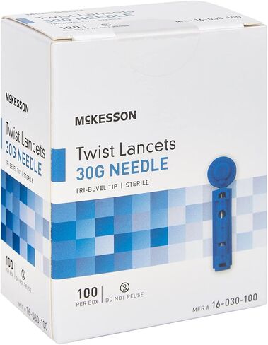 McKesson Twist Lancets - إبرة 30 جرام ، مثالية لاختبار الدم ، lancets الأزرق لاختبار Surgar للدم ، 100 عدد ، 50 حزمة ، 5000 المجموع in Saudi Arabia