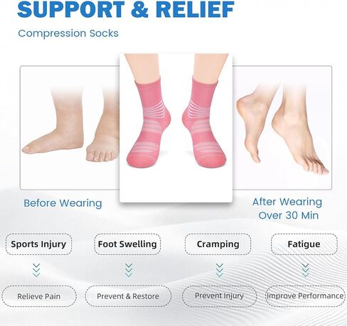 IRAMY Crew Compression Socks for Women Men with Ankle Arch Support Plantar Fasciitis Relief 3/6 Pairs in Saudi Arabia