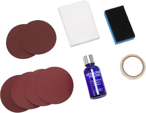 CAREONLINE New Headlight Restoration Kit, Car Headlight Repair Renovation Kit, Car Lens Lamp Cleaning Sanding Repair Polish Tools with 30ml Repair Liquid for Repair Headlight Yellowing, Scrashes，Haze in Saudi Arabia