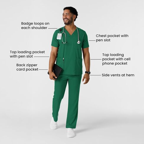 WINK Men's Multi Pocket V-Neck Scrub Top in Saudi Arabia