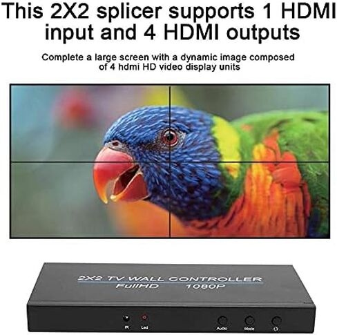 2X2 HDMI Video Wall Controller,1920 * 1080P Image Splicing Controller,HDMI 1.3 Input 4 HDMI Output,Large Dynamic Image Screen,110-240V (US) in Saudi Arabia