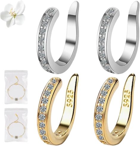 Fixura Ear Clips, Zafiller Ear Clip, Pierceless Ear Cuff, Thin Chunky Ear Cuffs Non Piercing for Women with Bag in Saudi Arabia