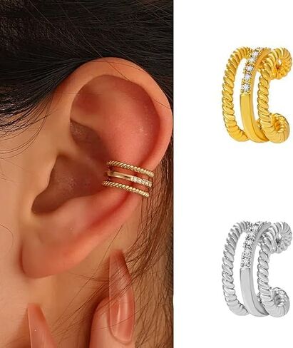 Fixura Ear Clips, Zafiller Ear Clip, Pierceless Ear Cuff, Thin Chunky Ear Cuffs Non Piercing for Women with Bag in Saudi Arabia