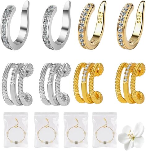 Fixura Ear Clips, Zafiller Ear Clip, Pierceless Ear Cuff, Thin Chunky Ear Cuffs Non Piercing for Women with Bag in Saudi Arabia